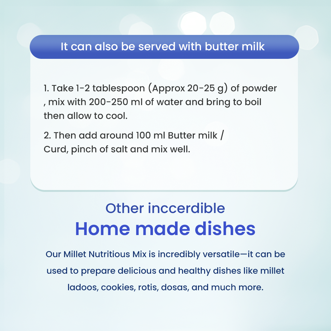 Millet Nutritious Mix | Certified By CFTRI | Superfood Mix of Millets, Cereals, Pulses, Nuts & Spices | Plant-based protein | Organic, Low GI, High protein & Antioxidant-rich millet and pulse blend | No Added Sugars | Vegan | Porridge Mix