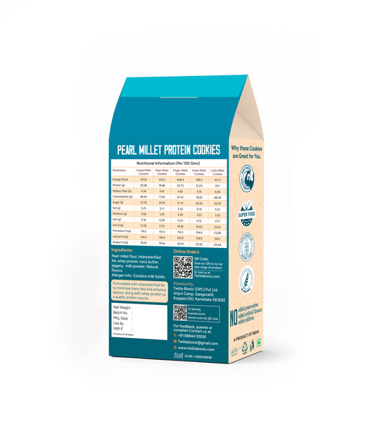 Pearl millet protein cookies with coco butter | whey protein | Interesterified fat | Antioxidant-rich | Eggless millet cookies for kids and adults.