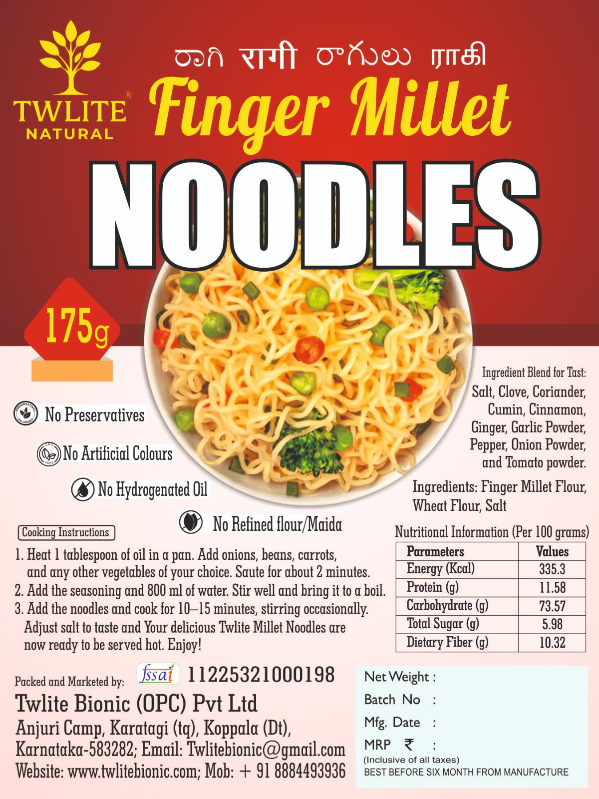 Finger Millet Noodles | No Maida | No Preservatives | No Hydrogenated Oil
