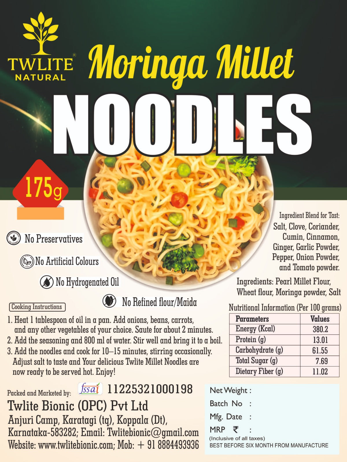 Moringa Millet Noodles | No Maida | No Preservatives | No Hydrogenated Oil