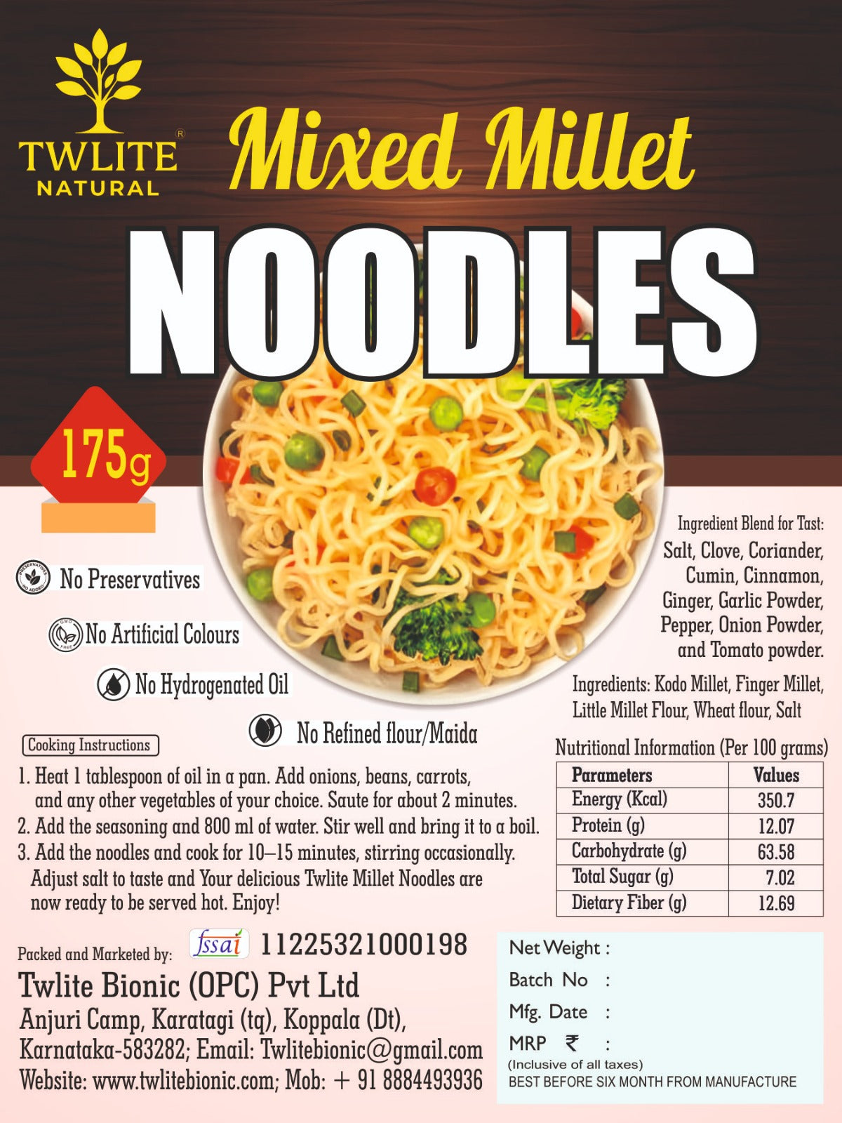 Mixed Millet Noodles | No Maida | No Preservatives | No Hydrogenated Oil