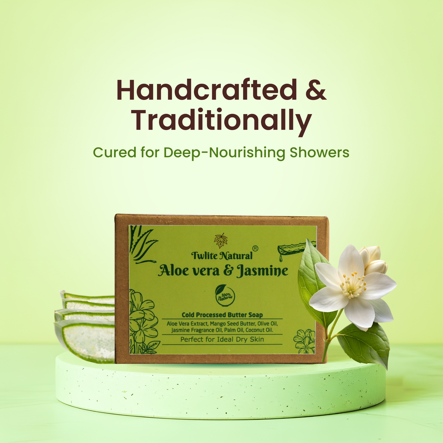 Aloe vera Jasmine Cold Processed Soap (125 G)
