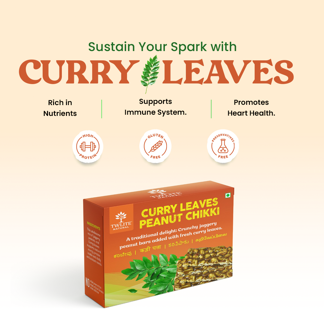 Curry Leaves Peanut Chikki | Nutrient-Dense & Crunchy Superfood Snack for Energy | Vegan | No Artificial Sweeteners, Preservatives or Refined Sugar | All Natural Ingredients | 15 g per serving