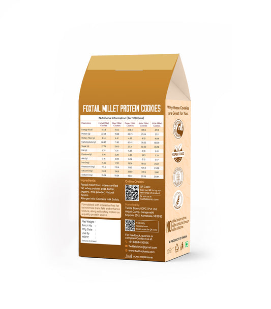Foxtail millet protein cookies with coco butter | whey protein | Interesterified fat | Antioxidant-rich | Eggless millet cookies for kids and adults.