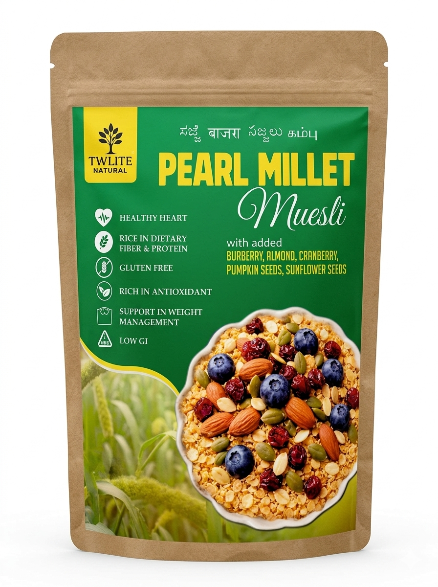 Pearl Millet Muesli, 100 % Millet, contains Almond, Blueberry, Cranberry, sunflower seeds & Pumpkin seeds