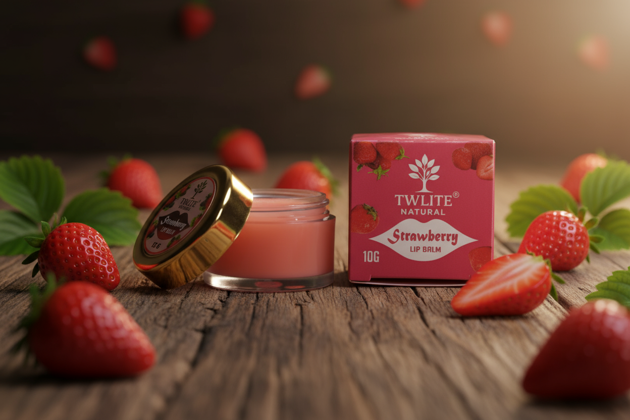 Strawberry Lip Balm for Women & Men (10g) | Enriched with Shea Butter for Soft & Bright Lips | Moisturizer Lip Balm for Chapped, Dry & Pigmented Lips