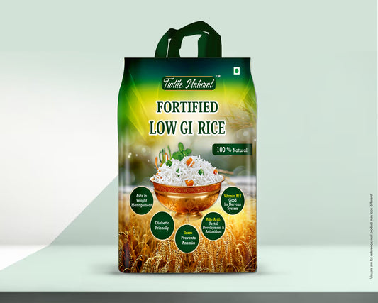 Twlite Fortified Low GI Raw Rice |Certified By National Institute Of Nutrition, PJTSAU | Added with Iron, Vitamin B12 & Folic Acid |  Free of Pesticides | non-GMO | Certified Low GI & Low Sugar White Rice.