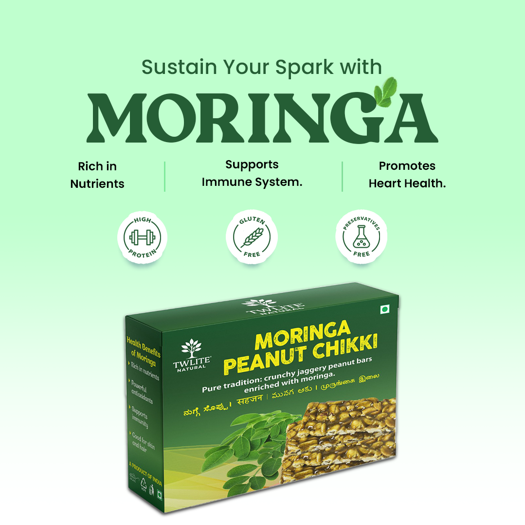 Moringa Peanut Chikki | Nutrient-Dense & Crunchy Superfood Snack for Energy | Vegan | No Artificial Sweeteners, Preservatives or Refined Sugar | All Natural Ingredients | 15 g per serving