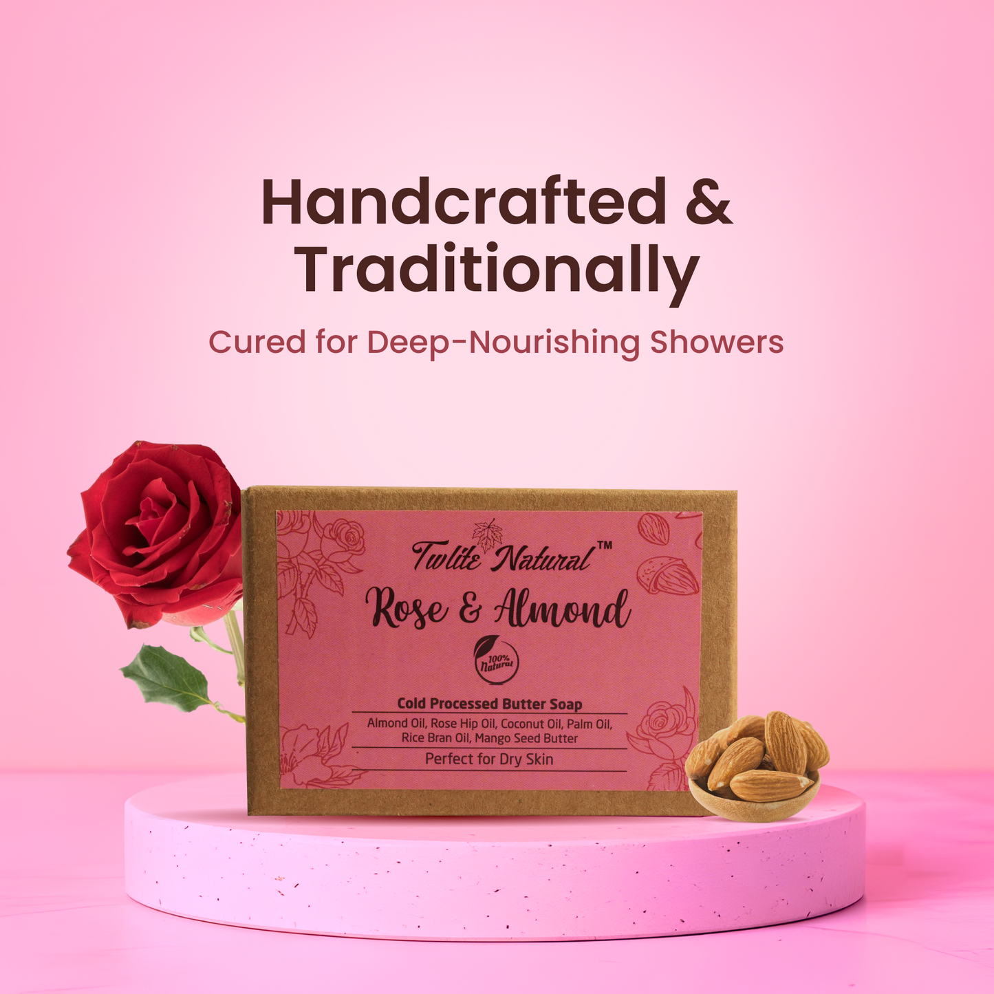 Rose & Almond Cold Processed Soap (125 G)