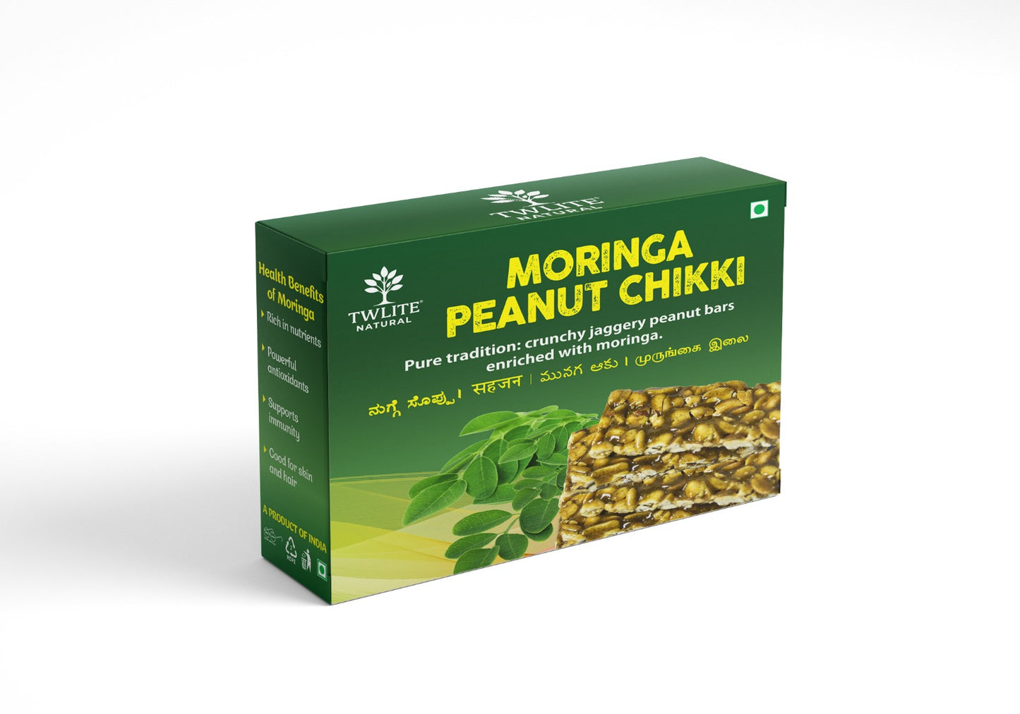 Moringa Peanut Chikki | Nutrient-Dense & Crunchy Superfood Snack for Energy | Vegan | No Artificial Sweeteners, Preservatives or Refined Sugar | All Natural Ingredients | 15 g per serving