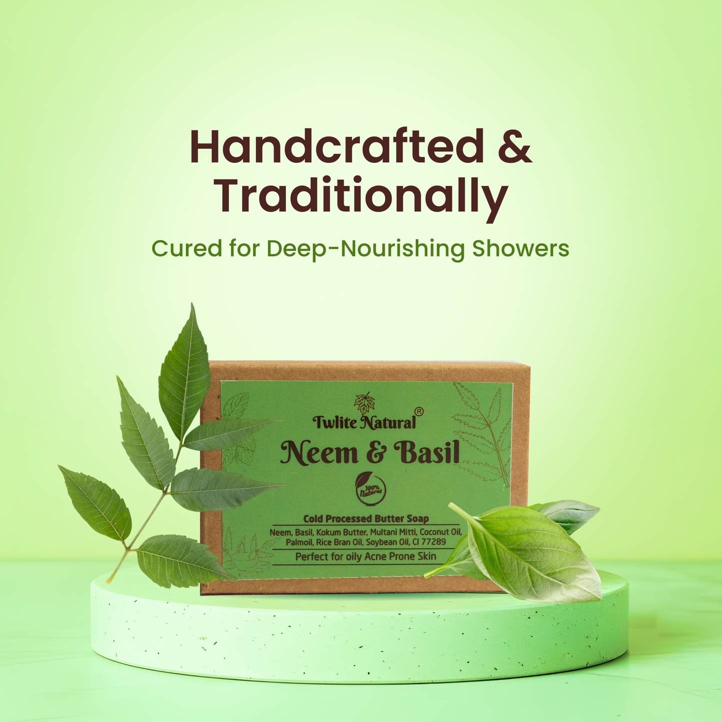 Neem & Basil Cold Processed Soap (125 G)